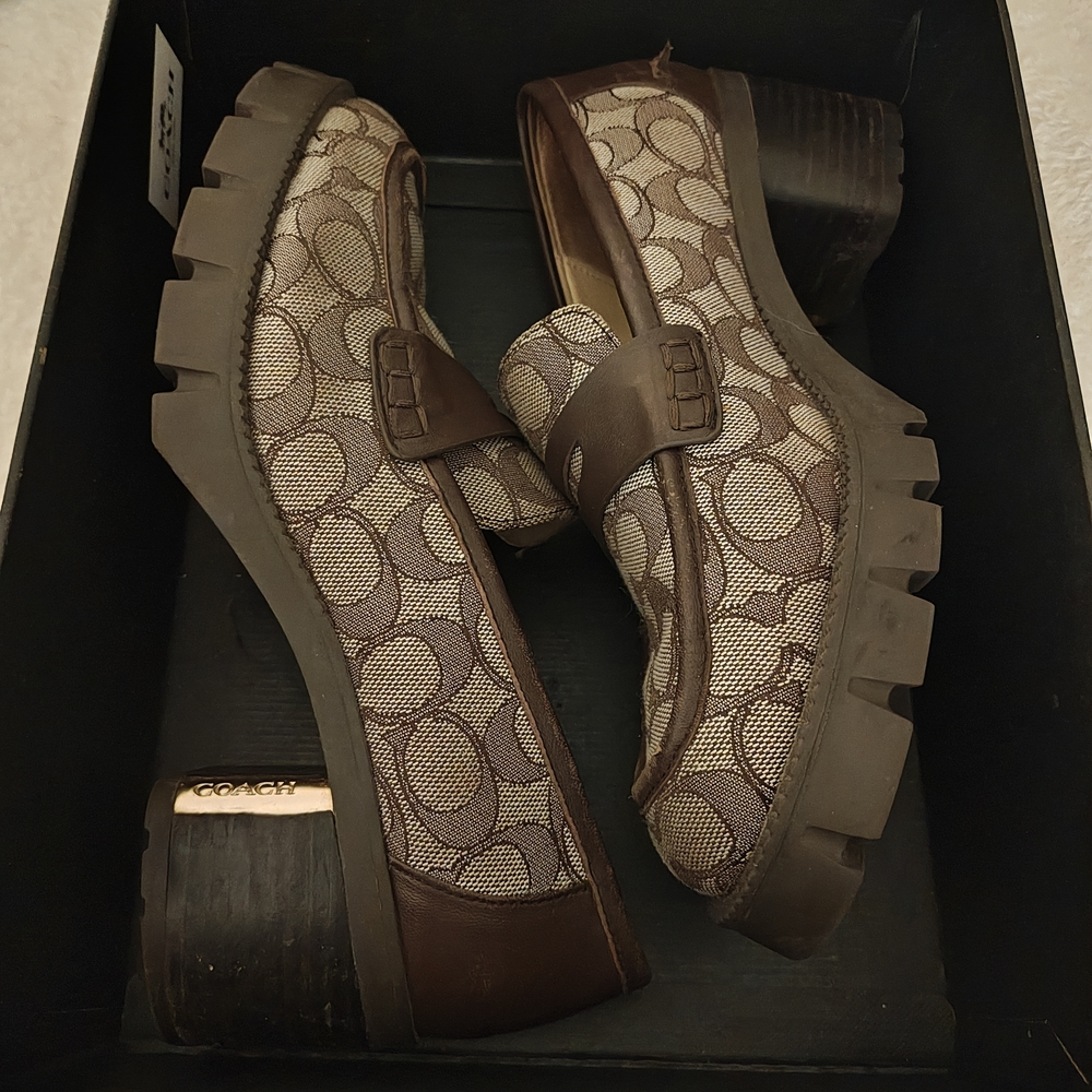 Coach Brown Patterned Women's Loafers - Picture 6 of 7